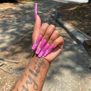 Pink Glitter French Tips Press ons